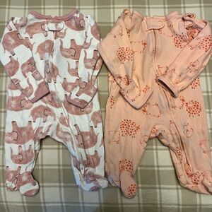 Carter's Pink and Cream Animal Print Footies